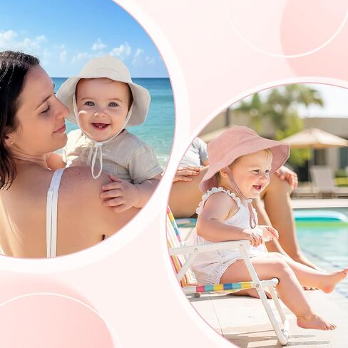Chicingyou 4 عبوات من قبعة الشمس للأطفال حديثي الولادة مع حافة واسعة بعامل حماية من أشعة الشمس 50+ حماية من الشمس وحزام ذقن قابل للتعديل وقبعات شاطئ زهرية وردية للأطفال والبنات والأولاد والأنشطة الخارجية الصيفية in Kuwait