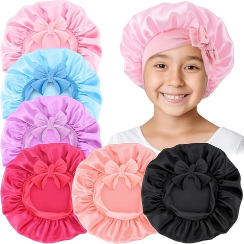 6 Pack Baby Silk Bonnets for Kids Sleeping Cap Adjustable Satin Bonnet with Tie Girls Boys Infant Colorful in Kuwait