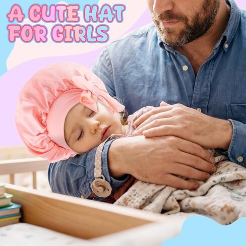 6 Pack Baby Silk Bonnets for Kids Sleeping Cap Adjustable Satin Bonnet with Tie Girls Boys Infant Colorful in Kuwait