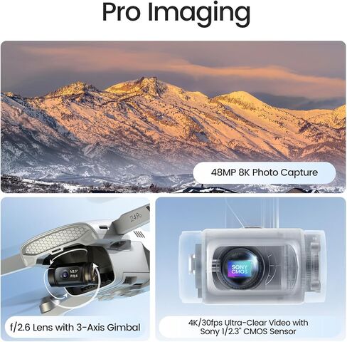 طائرات بدون طيار Holy Stone HS900PRO مع كاميرا للبالغين 4K، صور 48MP 8K، فيديو 4K/30FPS، محور ثلاثي المحاور، إرجاع تلقائي لنظام تحديد المواقع العالمي (GPS)، ناقل حركة 10 كيلومتر بسرعة 5.8 جيجا هرتز، وقت طيران 60 دقيقة، لقطات سريعة بتقنية الذكاء الاصطناعي، in Kuwait