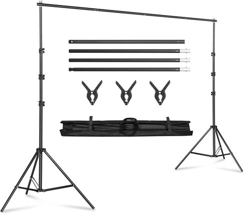 حامل دعم الخلفية مقاس 6.6 × 10 أقدام، حامل خلفية للصور قابل للتعديل، مجموعة نظام دعم خلفية استوديو التصوير الفوتوغرافي مع حقيبة حمل و3 مشابك لتصوير مقاطع الفيديو، وحفلات الزفاف، والحفلات (6.6 × 10 أقدام) in Kuwait