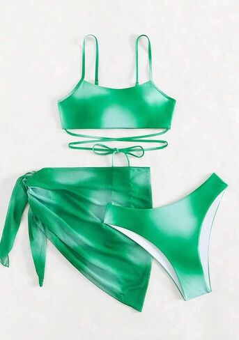 BOFETA Women Spaghetti Strap Tie Dye Sexy Bikini Set Quick Dry Casual 3 Piece Set Holiday Party Swimsuits in Saudi Arabia