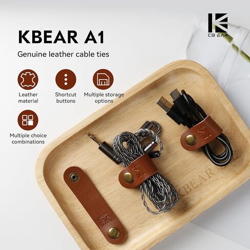 5 قطع من أربطة كابل منظم السلك، KBEAR A1 أشرطة كابل حافظة سلك محمولة من الجلد الطبيعي مع أزرار كبس معدنية لكابل IEM، شاشة داخل الأذن، KZ ZS10 PRO، سماعة أذن، سماعات أذن، أسلاك شحن (5 قطع، بني) in Saudi Arabia