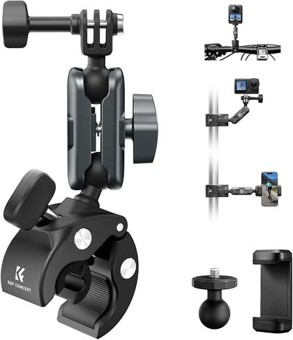 K&F CONCEPT Super Clamp Camera Mount with 360° Dual Ball Head, Bike/Motorcycle Handlebar Mount Compatible with DJI Action 6/5/4/3, Hero 13/12/11/10, 360 X5 X4 in Saudi Arabia