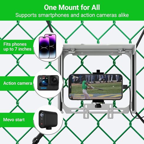Game Changer Mounting Kit, Cell Phone Fence Mount with Shade and Power Bank Holder, Gamechanger Streaming Kit, Fence Phone Holder for iPhone GoPro Camera Mevo Start Recording Baseball Tennis Game in Kuwait