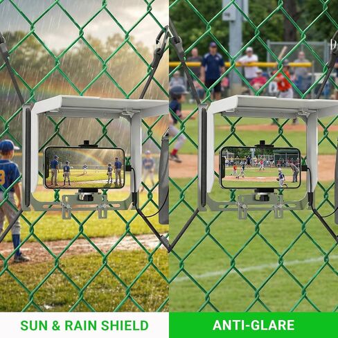 Game Changer Mounting Kit, Cell Phone Fence Mount with Shade and Power Bank Holder, Gamechanger Streaming Kit, Fence Phone Holder for iPhone GoPro Camera Mevo Start Recording Baseball Tennis Game in Kuwait
