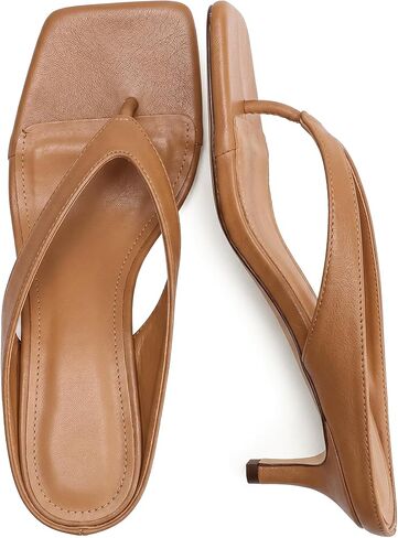 Riekhany Kitten Heeled Sandals for Women Slip On Square Clip Toe Flip Flips Low Heel Pumps Comfortable Thong Slide Shoes Dressy Slippers in Saudi Arabia