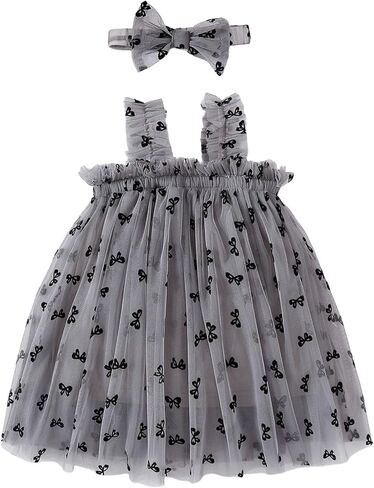Baby Girls 1st Birthday Girl Outfit Butterfly Tulle Dress with Headband Princess Party Outfits Toddler Gift 3M-3T in Saudi Arabia