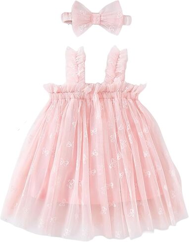 Baby Girls 1st Birthday Girl Outfit Butterfly Tulle Dress with Headband Princess Party Outfits Toddler Gift 3M-3T in Saudi Arabia