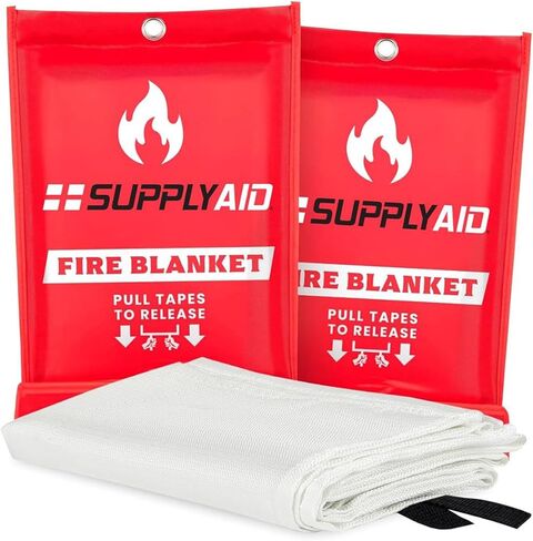 SupplyAid 2 Pack Pack Pired Fire Blanting لمعدات التخييم ومستلزمات السلامة ، أبيض in Saudi Arabia