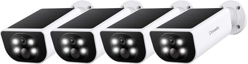 Cinnado Security Cameras Wireless Outdoor - Home Security Cameras Solar & Battery Powered with 2K Color Night Vision, 2-Way Talk & Spotlight, Continuous Power, 2.4 GHz Wi-Fi, Easy Set Up, S1 4 Pack in Kuwait