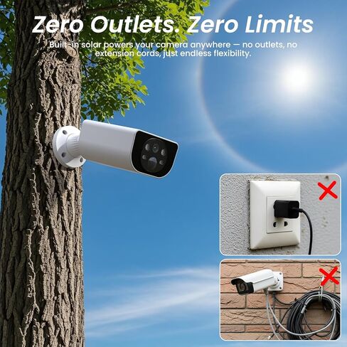 Cinnado Security Cameras Wireless Outdoor - Home Security Cameras Solar & Battery Powered with 2K Color Night Vision, 2-Way Talk & Spotlight, Continuous Power, 2.4 GHz Wi-Fi, Easy Set Up, S1 4 Pack in Kuwait