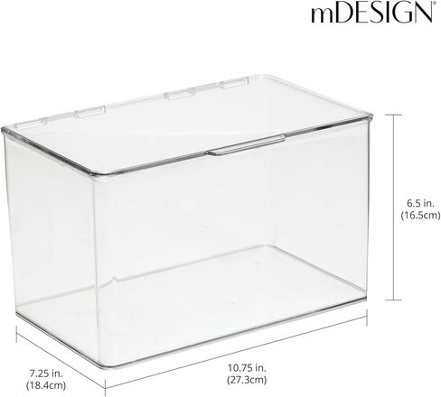 mDesign Set of 2 Storage Boxes with Lids – Stackable Plastic Storage Boxes for Nursery – Practical Plastic Toy Box Set – Clear in Saudi Arabia