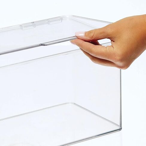 mDesign Set of 2 Storage Boxes with Lids – Stackable Plastic Storage Boxes for Nursery – Practical Plastic Toy Box Set – Clear in Saudi Arabia