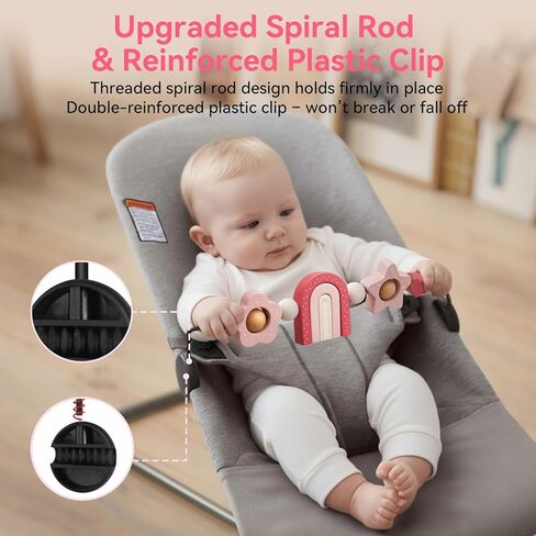 Baby Bouncer Toy Bar– Compatible with Baby Bjorn Bouncer, Wooden Baby Toy Bar Attachment with Spinning Toys, Detachable Bouncers ‎Accessory Gifts for Babies All Ages (Rainbow) in Kuwait