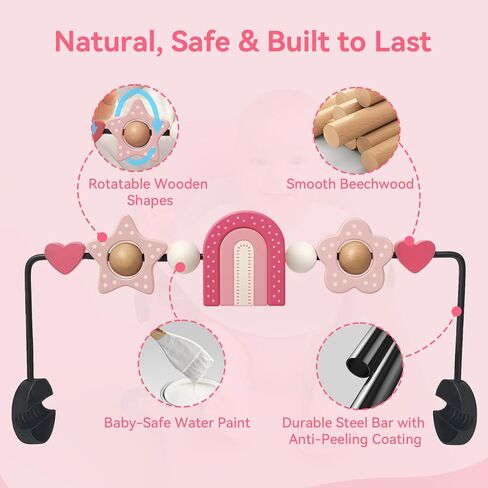 Baby Bouncer Toy Bar– Compatible with Baby Bjorn Bouncer, Wooden Baby Toy Bar Attachment with Spinning Toys, Detachable Bouncers ‎Accessory Gifts for Babies All Ages (Rainbow) in Kuwait