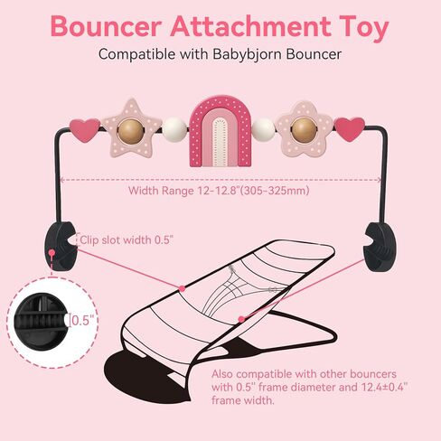 Baby Bouncer Toy Bar– Compatible with Baby Bjorn Bouncer, Wooden Baby Toy Bar Attachment with Spinning Toys, Detachable Bouncers ‎Accessory Gifts for Babies All Ages (Rainbow) in Kuwait