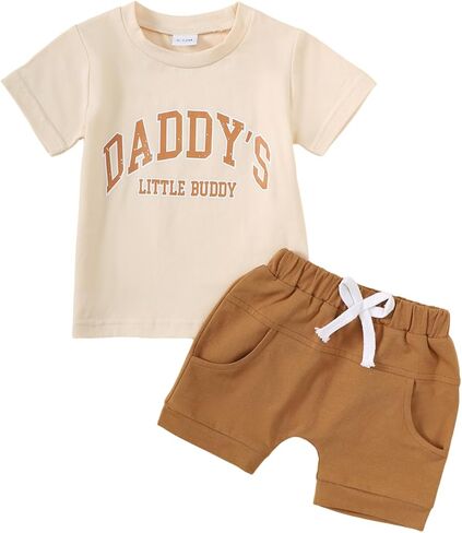 Newborn Baby Boy Clothes Toddler Baby Boy Summer Outfit Short Sleeve Tee & Shorts Set in Saudi Arabia