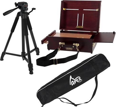 SoHo Urban Artist Scout Pochade Box with Apex Tripod, 5 Pack - Adjustable Camera Stand and Compact Artist Easel for Outdoor Painting, Field Photography, and Travel Studio Setup in Kuwait