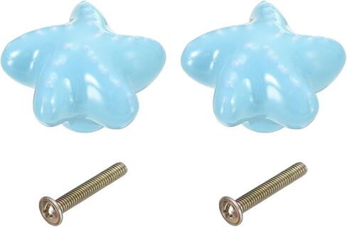 uxcell 2 Pcs Ceramic Cabinet Knobs, Starfish Dresser Knobs Decorative Dresser Pulls Handle with M4 x 25mm Mounting Screws, Suitable for Door Drawer Closets Cupboard Bookcases, Orange Pink in Kuwait