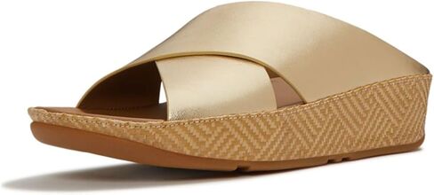حذاء FitFlop النسائي من الجلد المنسوج من الجلد LULU Lux - صنادل سهلة الارتداء مع بطانة ودعم للقوس ونعل خارجي للإمساك in Kuwait