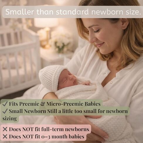 مجموعة قبعة Preemie Knit (3 عبوات) - قبعات NICU للأطفال المبتسرين والمبتسرين بوزن 3 - 6 رطل - قبعات مستشفى قطنية ناعمة مصنوعة يدويًا - ألوان محايدة in Kuwait