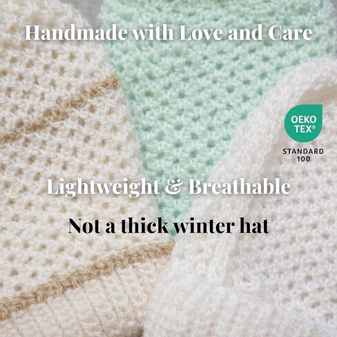 مجموعة قبعة Preemie Knit (3 عبوات) - قبعات NICU للأطفال المبتسرين والمبتسرين بوزن 3 - 6 رطل - قبعات مستشفى قطنية ناعمة مصنوعة يدويًا - ألوان محايدة in Kuwait