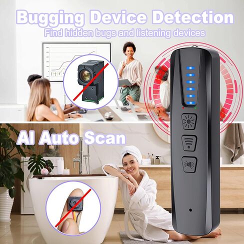 Hidden Camera Detector & GPS Tracker Finder | Spy Camera Detector with RF Signal Detection for Travel, Hotel, Car | Anti-Spy Bug Detector & Wireless Camera Finder(Black) in Saudi Arabia