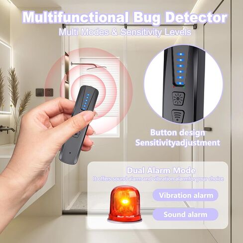 Hidden Camera Detector & GPS Tracker Finder | Spy Camera Detector with RF Signal Detection for Travel, Hotel, Car | Anti-Spy Bug Detector & Wireless Camera Finder(Black) in Saudi Arabia