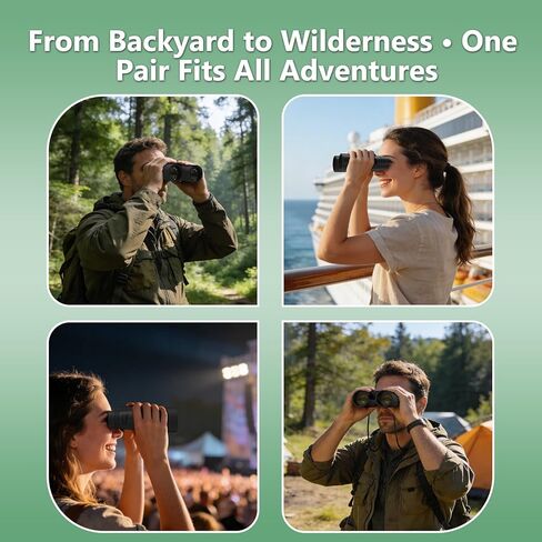 10x42 Binoculars for Adults, 26mm Large Eyepieces 14mm Long Eye Relief for Eyeglass Wearers, BAK4 Prism FMC Lens Life Water Resistant Compact Binoculars for Bird Watching Hunting Hiking Travel in Kuwait