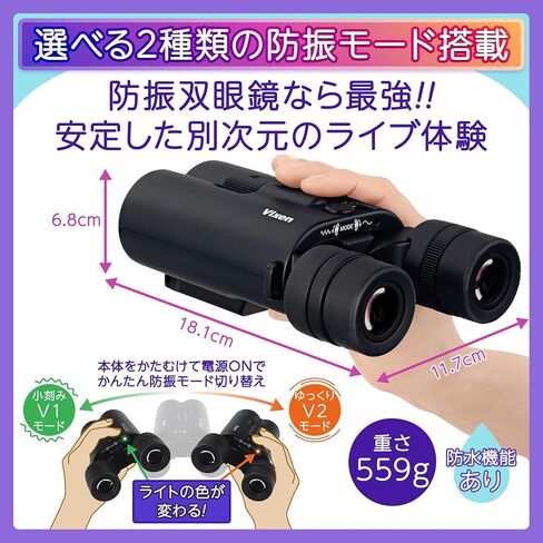 Vixen 11513 ATERA II Anti-Vibration Binoculars, H14x42WP, Black in Kuwait
