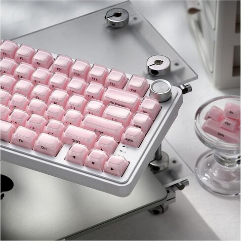 مجموعة غطاء مفاتيح OHY XVX Jelly R2 شفافة مطبوعة على الجانب، 122 مفتاحًا مزدوجًا PC+ABS لمفاتيح MX ولوحات المفاتيح الميكانيكية بتصميم ANSI - أبيض in Kuwait