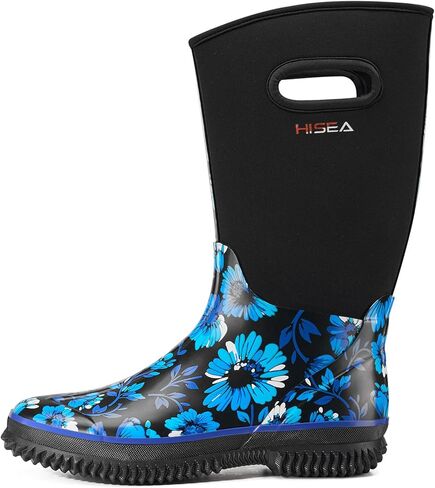HISEA Women's Mud Rain Boots, Waterproof Insulated Calf Fashion Garden Shoes for Ladies, Anti-Slip Tall Knee High booties, 5.5mm Neoprene Rubber for Outdoor Work in Kuwait