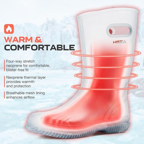 HISEA Women's Mud Rain Boots, Waterproof Insulated Calf Fashion Garden Shoes for Ladies, Anti-Slip Tall Knee High booties, 5.5mm Neoprene Rubber for Outdoor Work in Kuwait