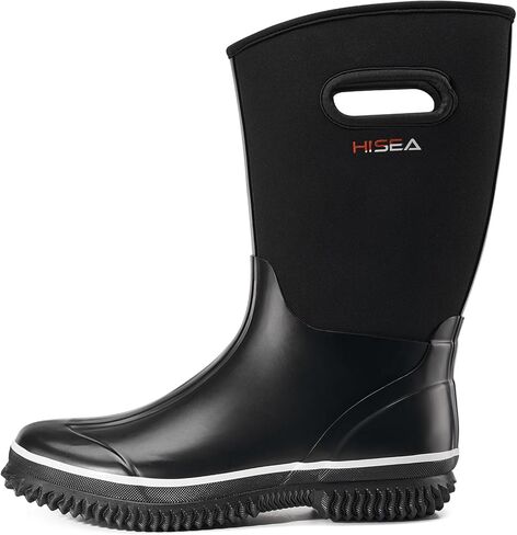 HISEA Women's Mud Rain Boots, Waterproof Insulated Calf Fashion Garden Shoes for Ladies, Anti-Slip Tall Knee High booties, 5.5mm Neoprene Rubber for Outdoor Work in Kuwait