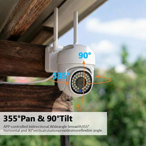 كاميرا أمان خارجية، نظام كاميرا أمان منزلي عالي الدقة مع أضواء كاشفة بعرض 360 درجة وكاميرا واي فاي صفارات الإنذار ومستشعر حركة خارجي وصوت ثنائي الاتجاه، يدعم التخزين السحابي/SD in Kuwait