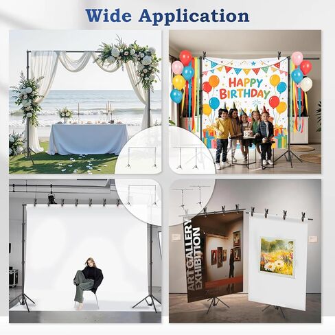 EMART 3-in-1 Backdrop Stand Kit 10x8 ft for Photography Studio, T-Shape Banner Back Drop Stand for Party, Wedding, Dectoration, Background Stand for Photo Video Studio with Carry Bag, 8 Clamps in Kuwait