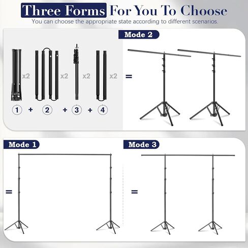 EMART 3-in-1 Backdrop Stand Kit 10x8 ft for Photography Studio, T-Shape Banner Back Drop Stand for Party, Wedding, Dectoration, Background Stand for Photo Video Studio with Carry Bag, 8 Clamps in Kuwait