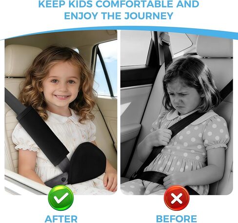COOLBEBE Kids Seat Straps Cover Pad, Child Shoulder & Belly Comfort Cushion Set, Universal Seat Strap Cover for Booster, Strollers, High Chairs, Black in Kuwait