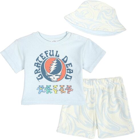 مجموعة ملابس Grateful Dead Loop Terry، وسروال قصير، وقبعة شمسية من 3 قطع لحديثي الولادة إلى مقاسات الأطفال الصغار (0-3 أشهر - 5) in Kuwait