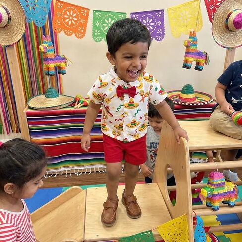 Baby Boy Mexican Clothes Short Sleeve Maracas Guitar Print Button Down Shirt Bermuda Shorts Kids Cinco De Mayo Outfit in Saudi Arabia