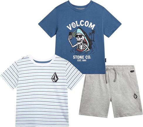 Volcom Baby Boys Shorts Set - 3 Piece Boys Graphic TShirts Tees & Toddler Shorts Set - Kids Clothing Set in Saudi Arabia