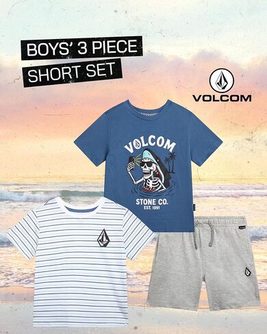 Volcom Baby Boys Shorts Set - 3 Piece Boys Graphic TShirts Tees & Toddler Shorts Set - Kids Clothing Set in Saudi Arabia