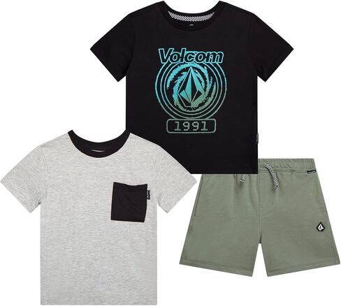 Volcom Baby Boys Shorts Set - 3 Piece Boys Graphic TShirts Tees & Toddler Shorts Set - Kids Clothing Set in Saudi Arabia