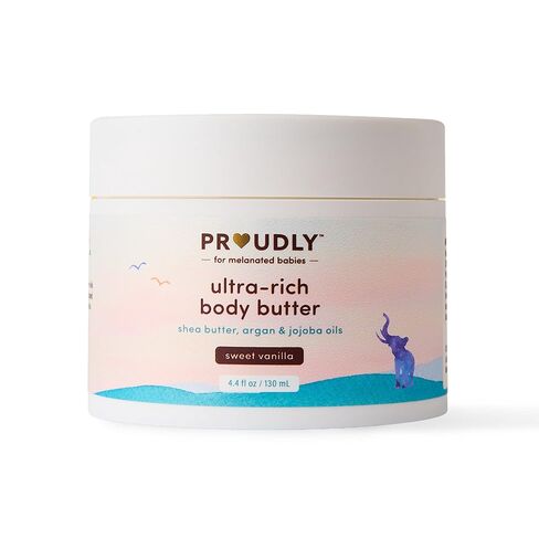 PROUDLY Baby Body Butter with Shea Butter & Argan Oil — Deep Moisture for Newborns, Infants & Toddlers, Dry & Sensitive Skin, Sweet Vanilla Scent, EWG Verified, 4.4 oz (2 Pack) in Kuwait