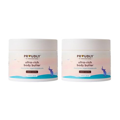 PROUDLY Baby Body Butter with Shea Butter & Argan Oil — Deep Moisture for Newborns, Infants & Toddlers, Dry & Sensitive Skin, Sweet Vanilla Scent, EWG Verified, 4.4 oz (2 Pack) in Saudi Arabia