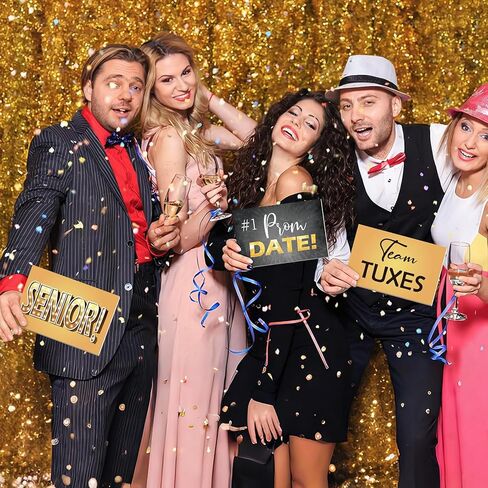 Motiskyy 12 Pcs Black and Gold Prom Backdrop Decoration Prom Night Photo Props Background for 80s Party Decoration Dance 2026 Graduation Party Supplies Send Off Congrats Grad Photo Booth in Kuwait