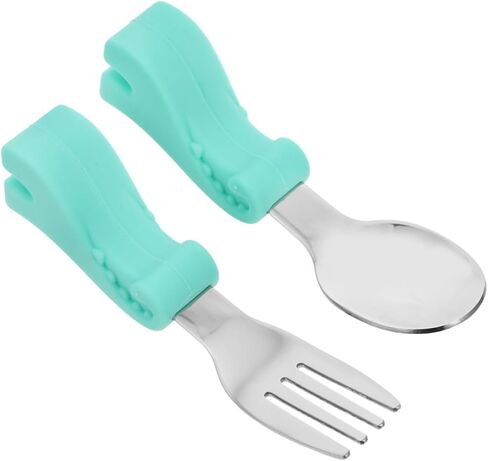 DECHOUS Stainless Steel Fork and Spoon Set Food Grade Cutlery for Self Feeding Durable and Easy to Clean Utensils with Dinosaur Design for Training and Mealtime Fun in Kuwait