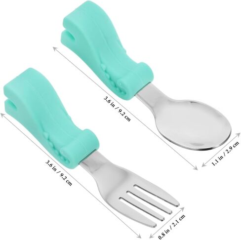 DECHOUS Stainless Steel Fork and Spoon Set Food Grade Cutlery for Self Feeding Durable and Easy to Clean Utensils with Dinosaur Design for Training and Mealtime Fun in Kuwait