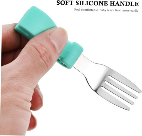 DECHOUS Stainless Steel Fork and Spoon Set Food Grade Cutlery for Self Feeding Durable and Easy to Clean Utensils with Dinosaur Design for Training and Mealtime Fun in Kuwait